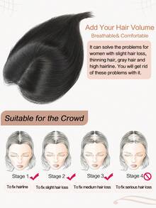 Hair Toppers For Women Real Human Hair Toppers 12 Inch Hair Topper Straight Hair Pieces For Women With Thinning Hair To Adding Hair Volume - Natural Black - View 4