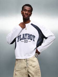 PLAYBOY X SUMWON 短款长袖兔女郎印花网眼T恤