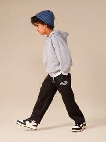SUMWON Los Angeles Logo Sweatpants Fleece Joggers With Drawstring For Boys - Black - View 4
