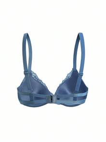 SHEIN Women's Comfortable Lace Underwire Bra, Blue - Blue - View 7