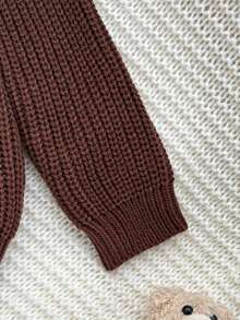 SHEIN Playful Pals 男婴圣诞时尚毛衣，适合秋冬季穿着 - 咖啡棕 - 查看 5