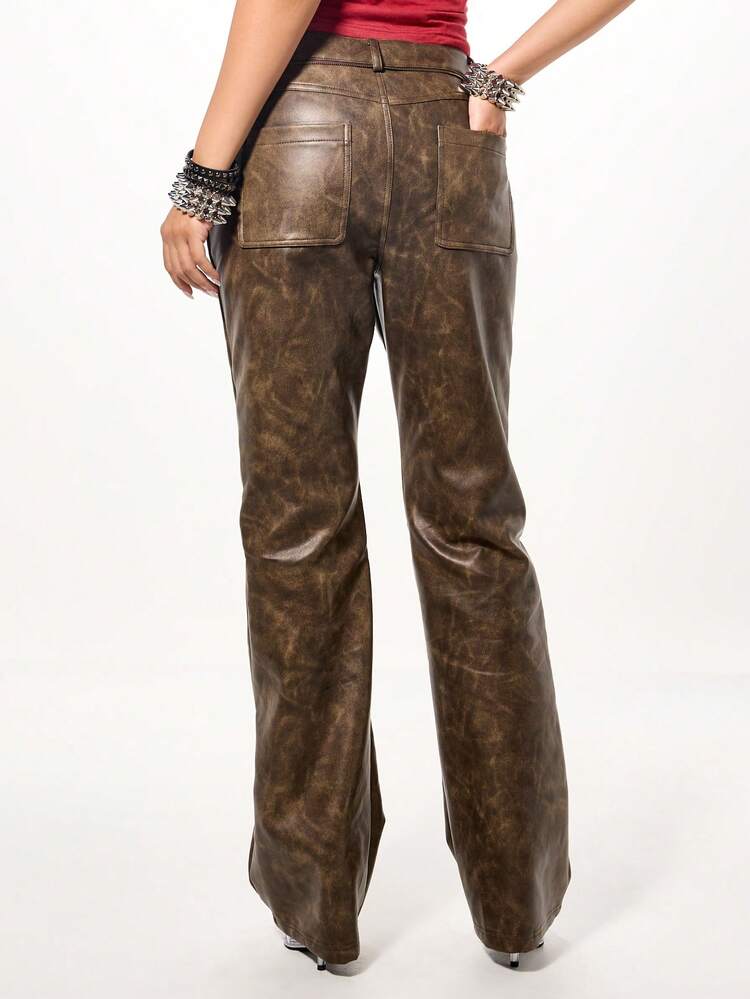 SUMWON WOMEN Faux Suede Flare Trousers With Zipper