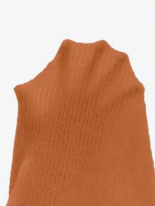 EMERY ROSE Women's Loose Fit Crew Neck Pullover Sweater With Ribbed Cuffs - Burnt Orange - View 8