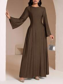 Veilorie 女士薄荷绿后系带连衣裙，夏季 - 咖啡 - 查看 3