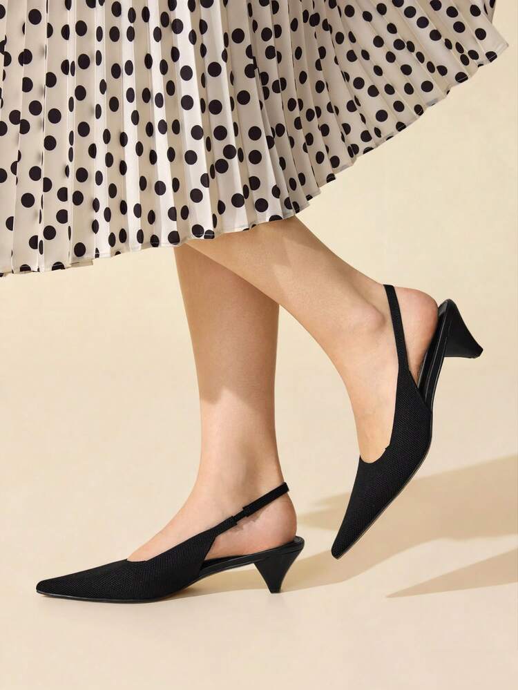 CUCCOO BASICS Women's Pointed Toe Stiletto Heel Backless Black High Heels, Fashionable & Elegant, Aesthetic High-End Style, Suitable For Spring Casual Outfits