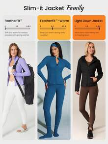 GLOWMODE FeatherFit™-Warm Slim-It It's Chilly Fleece-Lined Slim Fit Long Sleeve Jacket With Thumbholes Autumn Winter Yoga Daily Casual - Blue Ambition - View 7