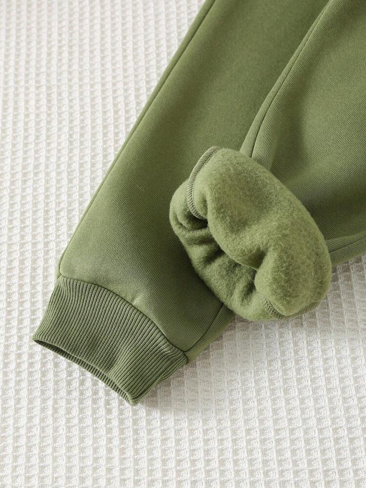 Cozy Pixies 2pcs Toddler Boy Cartoon Dinosaur Pattern Knit Soft Hoodie Sweatshirt And Elastic Waist Pants Set Green Dinosaur Clothes Boy Dinosaur Clothes Dinosaur Hoodie Set - Green - View 4