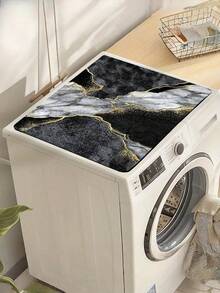 1pc Soft Diatom Mud Anti-Slip Laundry Room Dust Cover With Marble Print, Water Absorbent And Quick-Drying Laundry Machine Pad, For Bathroom, Kitchen And Toilet Countertop Decorative Pad - Multicolor - View 5