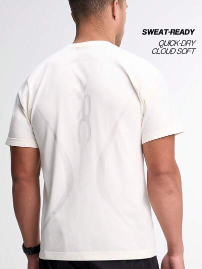 男士轻薄透气短袖白色T恤，夏季