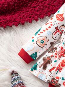 SHEIN Baby Mädchen Weihnachts-Cartoon-Muster gestrickter Schleife Langarm Herbst Winter Bodysuit - Verschiedenfarbig - Übersicht 8