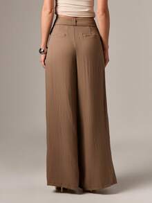 AiiRZ High Waisted Belted Wide Leg Palazzo Trousers With Pleated Design For Women Office Workwear