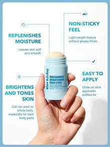 SlowSunday 烟酰胺亮肤棒，蕴含维生素C、维生素E和烟酰胺，改善暗沉，提亮肤色，令肌肤光滑细腻，均匀肤色，适用于腋下、膝盖、手肘和比基尼线，打造舒适冬日造型，适合冬季、Y2K、情人节、斋月、斋月聚会及送礼，是理想的派对礼物之选。