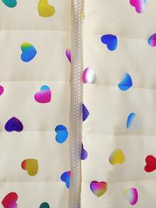 女童拉链连帽毛绒内衬棉衣 女童外套 儿童女童外套 儿童女童冬季夹克 儿童黑色外套 - 杏色 - 查看 4