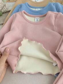 SHEIN 8 Stücke/Set Baby Mädchen Süß Lässig einfarbig Gestricktes Langarm Top und Hose Set, Herbst/Winter