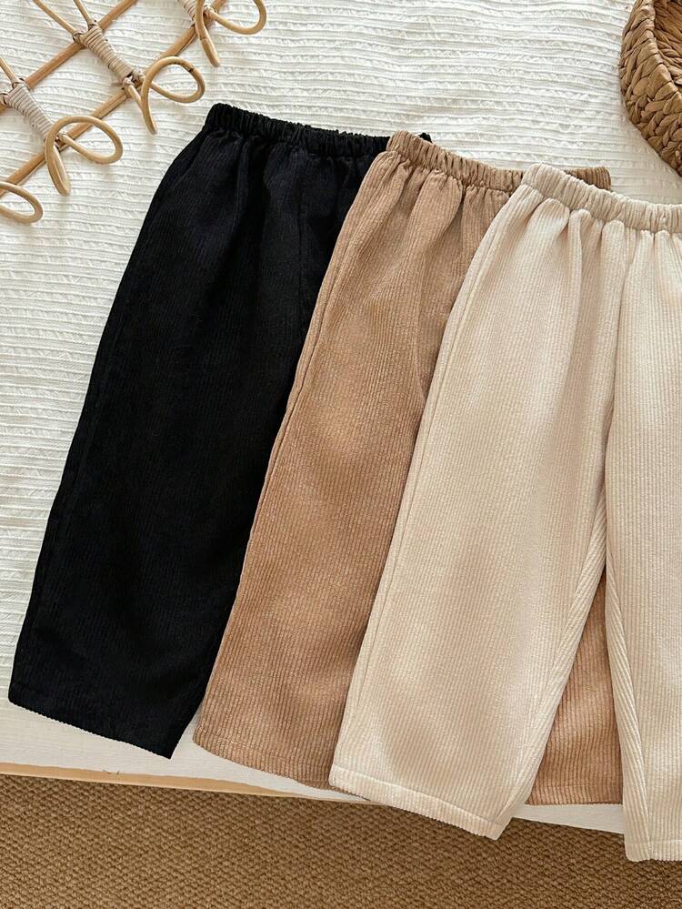 LMoss Kids 3 件套小男孩纯色灯芯绒衬里裤子套装，适合日常休闲穿着 - 彩色 - 查看 6