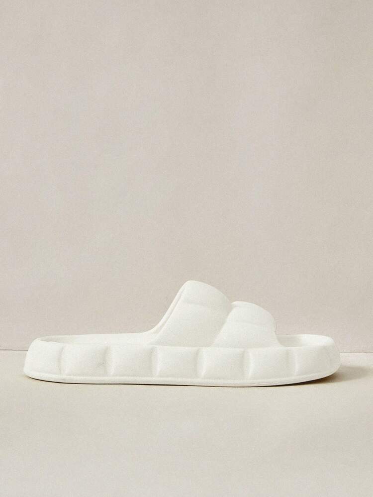 テクスチャード1バンド クールホワイト EVAスリッパ、夏休み、学校に戻る、大学生靴、ハロウィン、クリスマス、秋向け