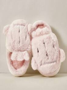 Cuccoo 可爱动物毛绒厚底保暖室内拖鞋 - 粉色 - 查看 1