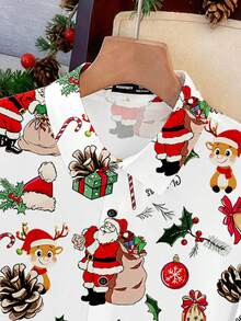 Manfinity Joysei Camisa de manga larga de Feliz Navidad para hombre, adecuada para reuniones familiares, regalo para amigo/esposo