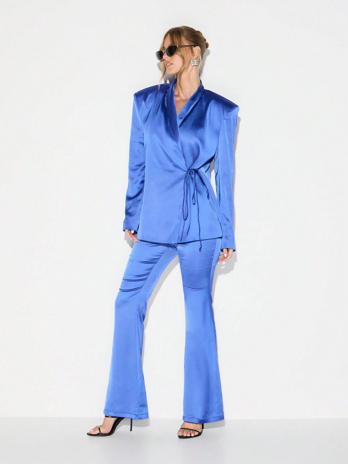 KIZN Satin Wide Leg Palazzo Pants