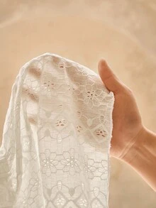 SHEIN Swim 蕾絲紙袋腰短褲 - 白色 - 查看 7