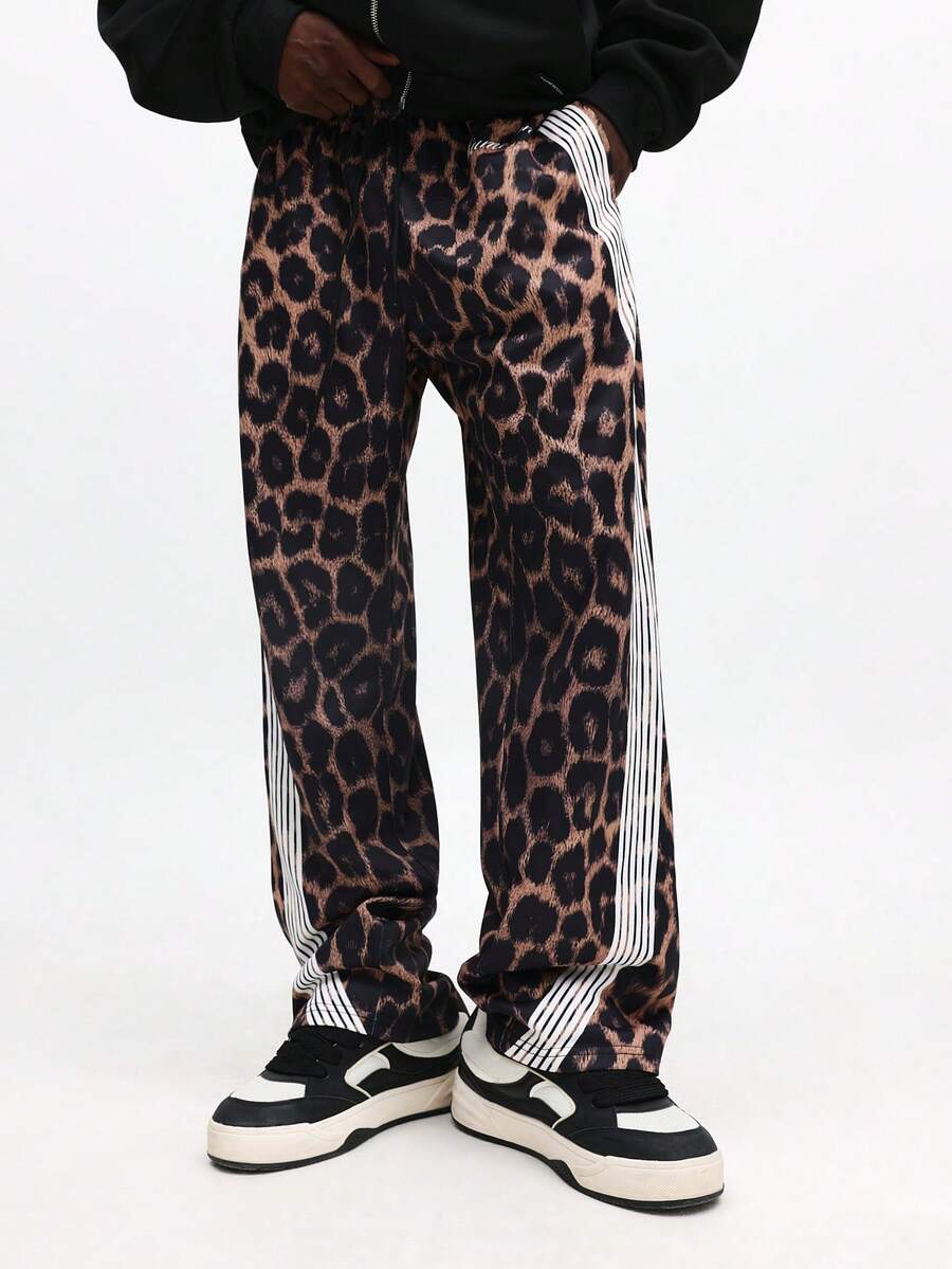 Quần thể thao họa tiết da báo có sọc bên hông, thoải mái, vừa vặn, dễ chịu - màu nâu - Xem 1