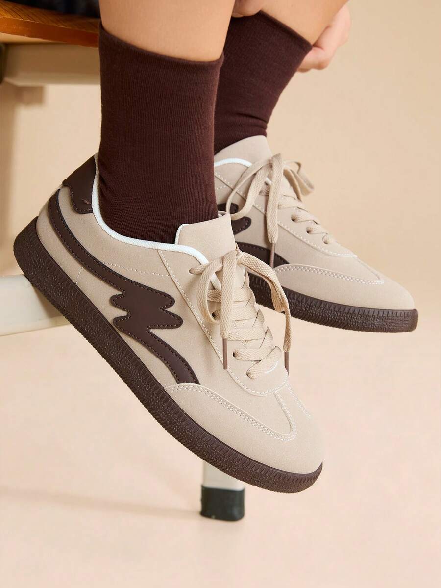 CUCCOO EASI 2025年新款春季女款复古百搭休闲运动平底鞋 - 米色 - 查看 1