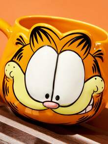 GARFIELD | SHEIN 1 个 16.23 盎司/480 毫升卡通图案陶瓷马克杯，耐冷耐热，可微波炉加热和洗碗机清洗，适用于盛装水、牛奶、果汁、咖啡、猫咪图案饮品。 - 橘色 - 查看 4