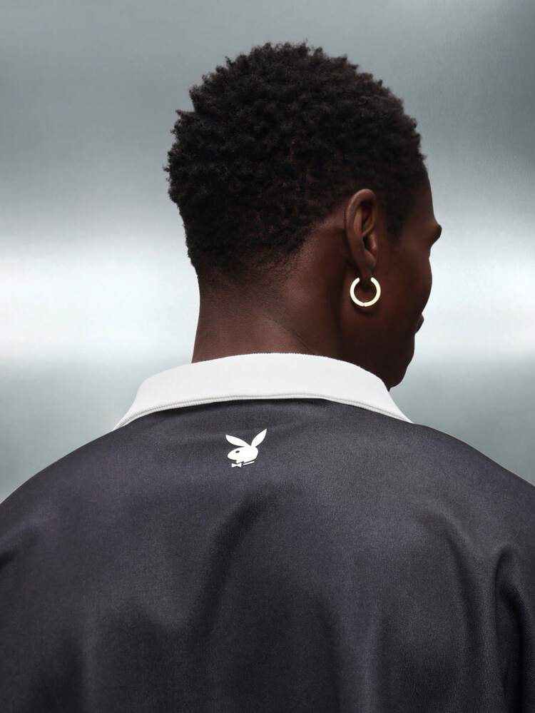 PLAYBOY X SUMWON Polo Collar Long Sleeve Pullover Sweatshirt