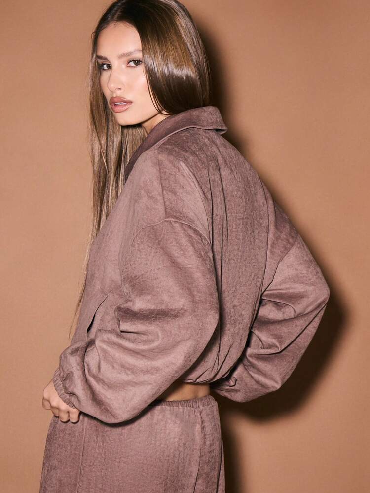 KIZN Suede Bomber Jacket With Zip Front