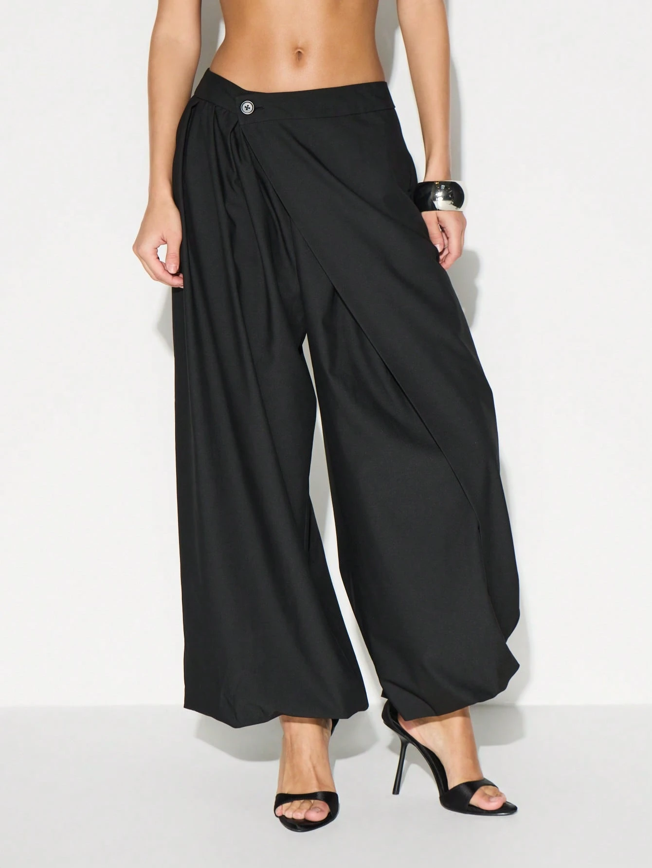 KIZN Wrap Front Wide Leg Balloon Trousers