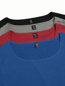 SHEIN LUNE 大码女式休闲宽松圆领长袖四件套T恤套装 - 彩色 - 查看 8