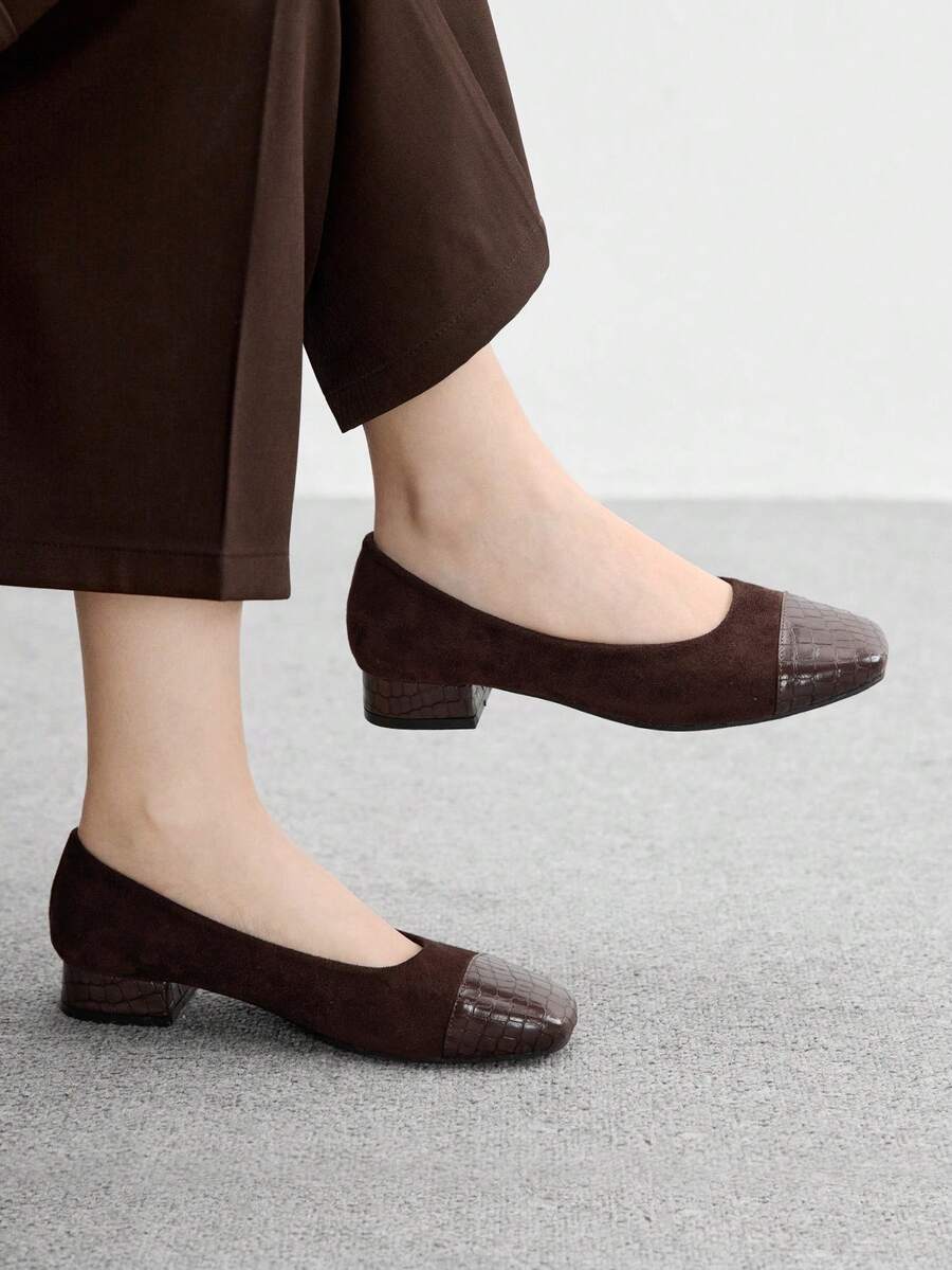 CUCCOO BIZCHIC Women's Classic Chunky Heel Casual Commuter Shoes - Mocha Brown - View 1