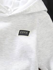 SHEIN Genkimix Kids 3pcs/Set Toddler Boys' Casual Dinosaur Embroidery Hoodie Sweatshirt & Loose Pants Outfit, High-Quality Soft Fabric, Versatile For School, Outing, Holiday, Party, Back To School Season