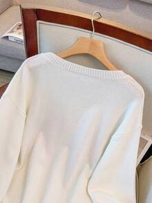 Linhara Plus Size Women Embroidered Floral Knit Sweater Top, Winter - Multicolor - View 6