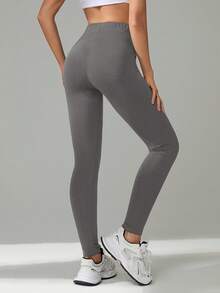 SHEIN Tall Leggings casuales de cintura alta y unicolor para mujer