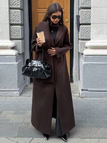 Aloruh Áo khoác cardigan dài siêu dài, khăn quàng cổ dệt kim vô cực thanh lịch dành cho nữ, quần áo thu đông dành cho nữ, quần áo thu đông dành cho nữ - màu nâu - Xem 1