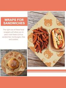 50/100Sheets Sandwich Wrapping Papers Sheet,Baking Wax Paper , Sandwich Packaging Paper,Food Oil Absorbent Paper Greaseproof Paper Gasket Paper Fried Chicken Greaseproof Paper - Brown - View 7