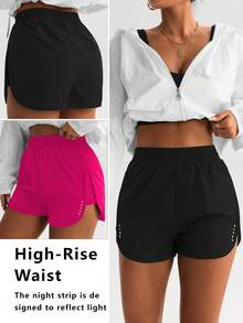 SHEIN Sports Women High Waist Loose Anti-Chafing Sports Running Shorts, Sexy Slimming Yoga Shorts For Chinese New Year High Waist Gym Shorts - Multicolor - View 2