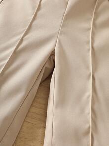 SHEIN Infant Girls' Casual Woven Pants, Fashionable Outdoor Trousers, Minimalist Style All-Match Black Pants, Autumn/Winter - Khaki - View 4