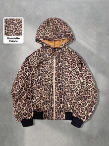 ROMWE MEN Street Life Hanorac bărbătesc cu imprimeu retro leopard, stil scurt și lejer