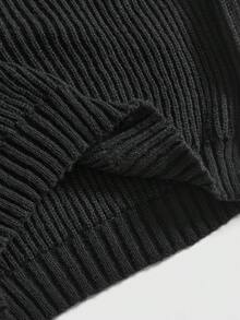 ROMWE Kawaii Women's Dark Cat Embroidery Pullover Sweater - Black - View 5