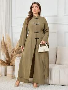 Al Najma Plus Size Women's Arabic-Style New Chinese Hanfu Set - Army Green - View 6