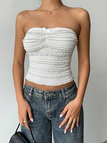 Aloruh Women's Solid Color Elegant Lace Camisole Top, Minimalist Daily Wear,White Top