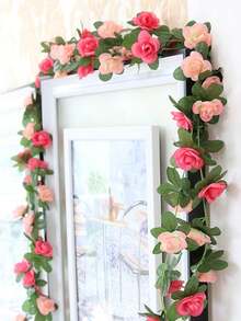 SHEIN Basic living 1/2/5件/包 人造花卉植物 45头仿真玫瑰藤蔓花卉 家居酒店办公室婚礼派对花园工艺品装饰