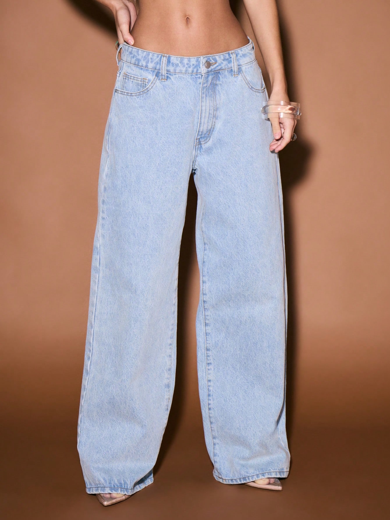KIZN Jeans boyfriend a vita alta e gamba larga