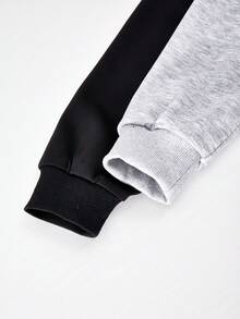 2pcs/Set Oversized Elegant Cold Shoulder Long Sleeve Sweatshirt For Tween Girls, One Shoulder With White Strap, Ribbed Cuffs, Fashionable Casual Minimalist Style, Suitable For Travel, School, Outings - Multicolor - View 6
