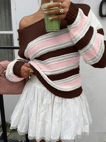 SHEIN Unity Áo len chui đầu vai bất đối xứng gợi cảm dành cho nữ - Nhiều màu - Xem 4