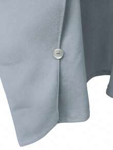 Pariaura 优雅独特的插肩宽松翻领双排扣尼龙夹克，秋冬 - 淺藍色 - 查看 7