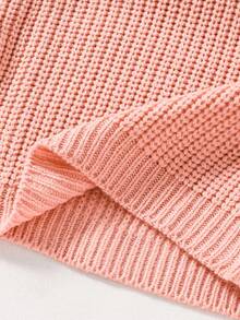 SHEIN Newborn Baby Girl Cute Versatile Solid Color Long Sleeve Sweater, Autumn/Winter - Baby Blue - View 5