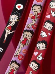 Betty Boop x SHEIN 3 Pcs Straight Handle Eyebrow Trimmers With Protective Cap,Painless Hair Remover Razors,Durable Trimming Blades Scratchproof Scratch-Resistant Portable Beauty Tool,Crescent Eyebrow Shavers,Professional Makeup Tool For Eyebrow Trimming And Precision Grooming,For Beginners To Avoid Injury Suitable For Eyebrows, Face, Body And Other Areas,Pink Red Lady Love Cute Brows & Lash Tools,Gift Ideas,Party,Holiday,Valentine's Day - Multicolor - View 4